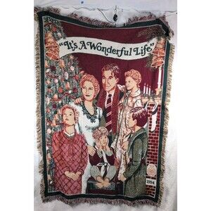 Goodwin Weavers Christmas 1994 It’s A Wonderful Life Tapestry Woven Throw 66x48"